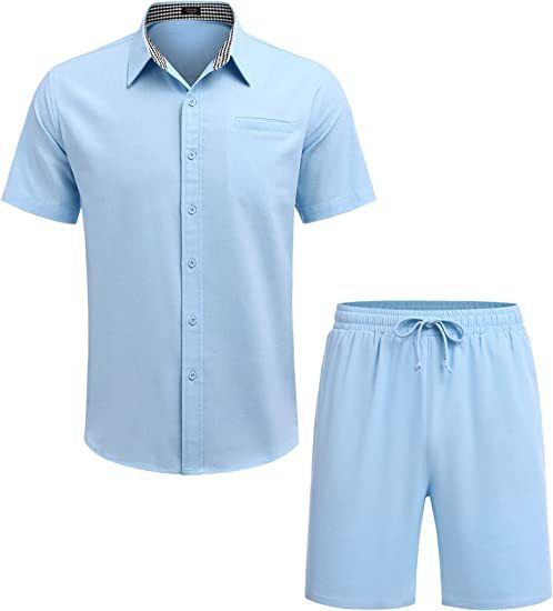 Men's Fashion Casual Shirt Shorts Suit