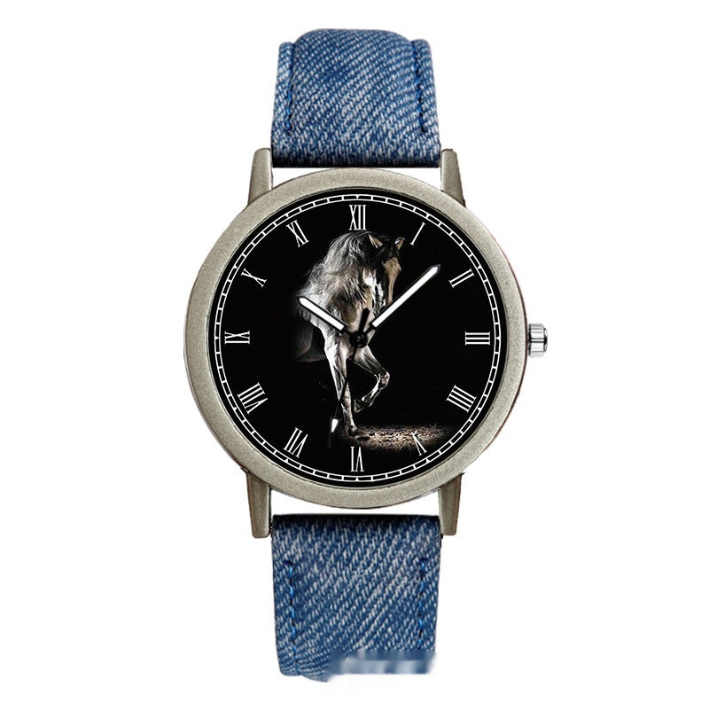 Steed Large Dial Men's Denim Strap Watch