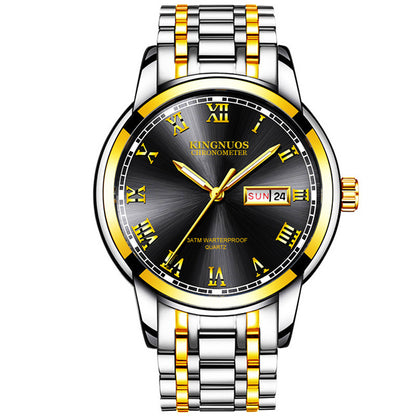 Cross-border Hot Double Calendar Steel Belt Watch Business Non-mechanical