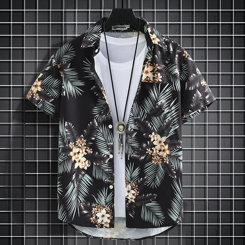 Men's Hawaiian Style Beach Pants Loose Quick-dry Casual Short Sleeve Printed Shirt Suit