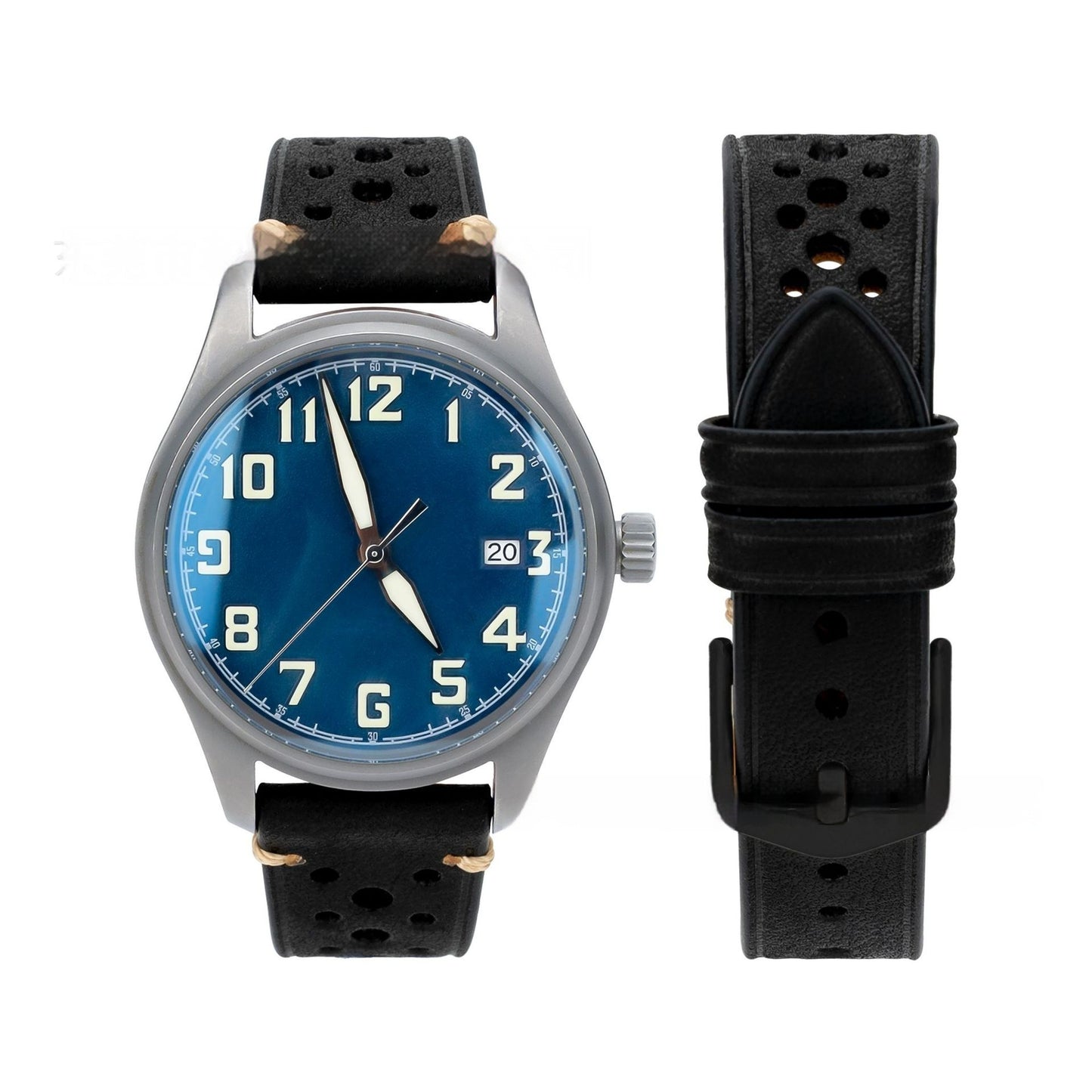 20mm Watch First Layer Cow Leather Watch Strap Retro Comfort