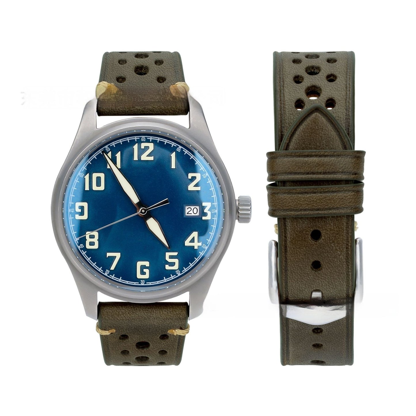 20mm Watch First Layer Cow Leather Watch Strap Retro Comfort