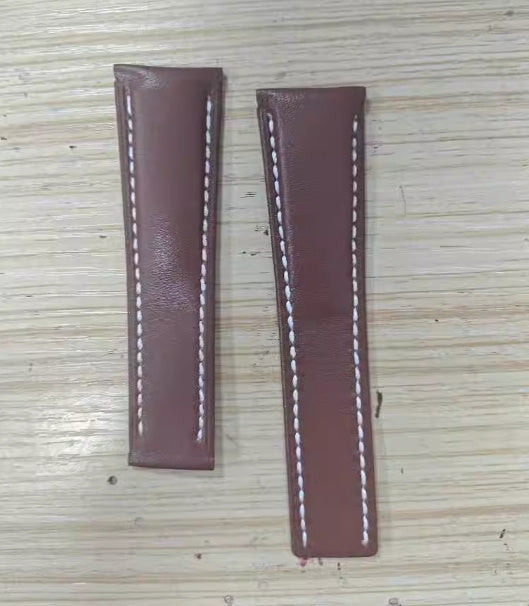 22mm 24mm Black Brown Blue Bamboo Grain Cowhide Watch Strap