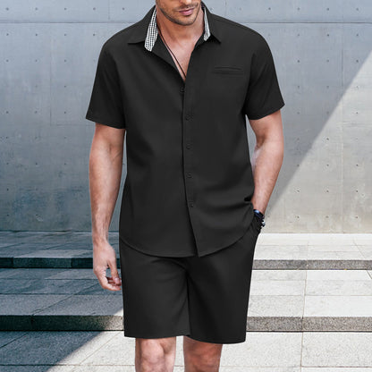 Men's Fashion Casual Shirt Shorts Suit