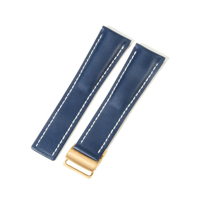 22mm 24mm Black Brown Blue Bamboo Grain Cowhide Watch Strap