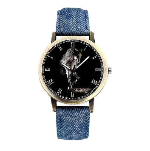 Steed Large Dial Men's Denim Strap Watch