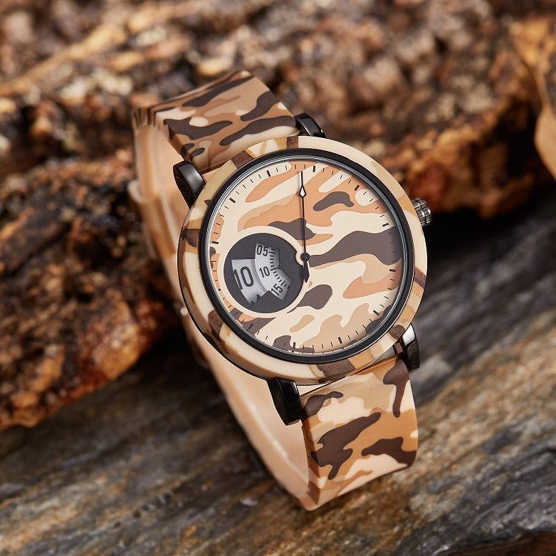 Camouflage Watch Student Sports Double Display Fashion Silicone Strap