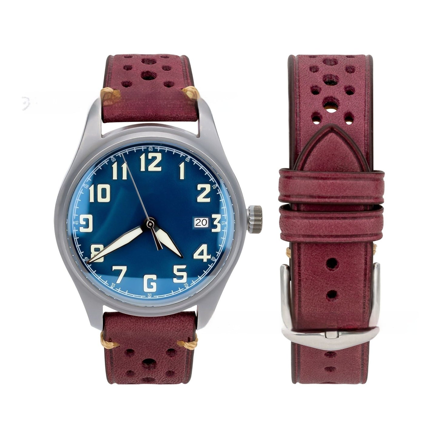 20mm Watch First Layer Cow Leather Watch Strap Retro Comfort