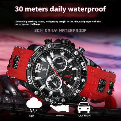 Multifunctional Men's Watch Silicone Band Quartz Wrist Watch