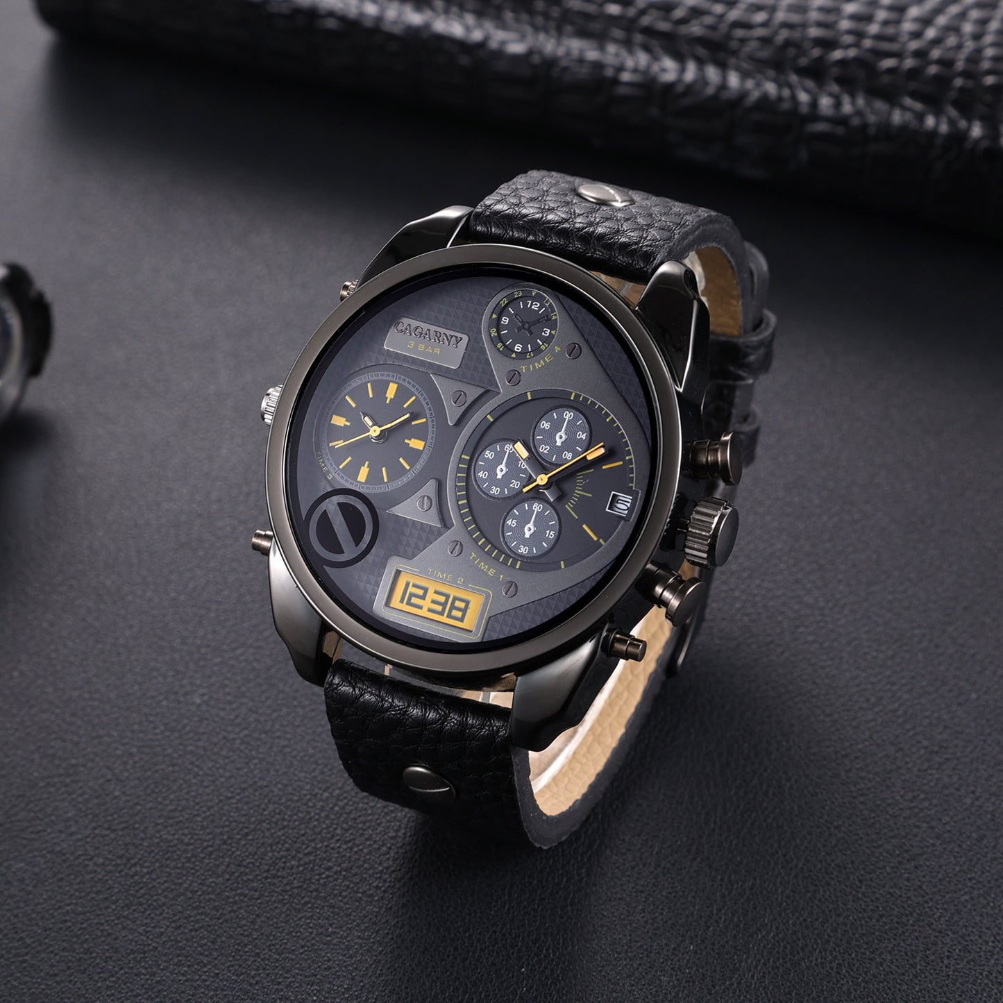 Men's Quartz Watch Double Inserts Casual Fashion